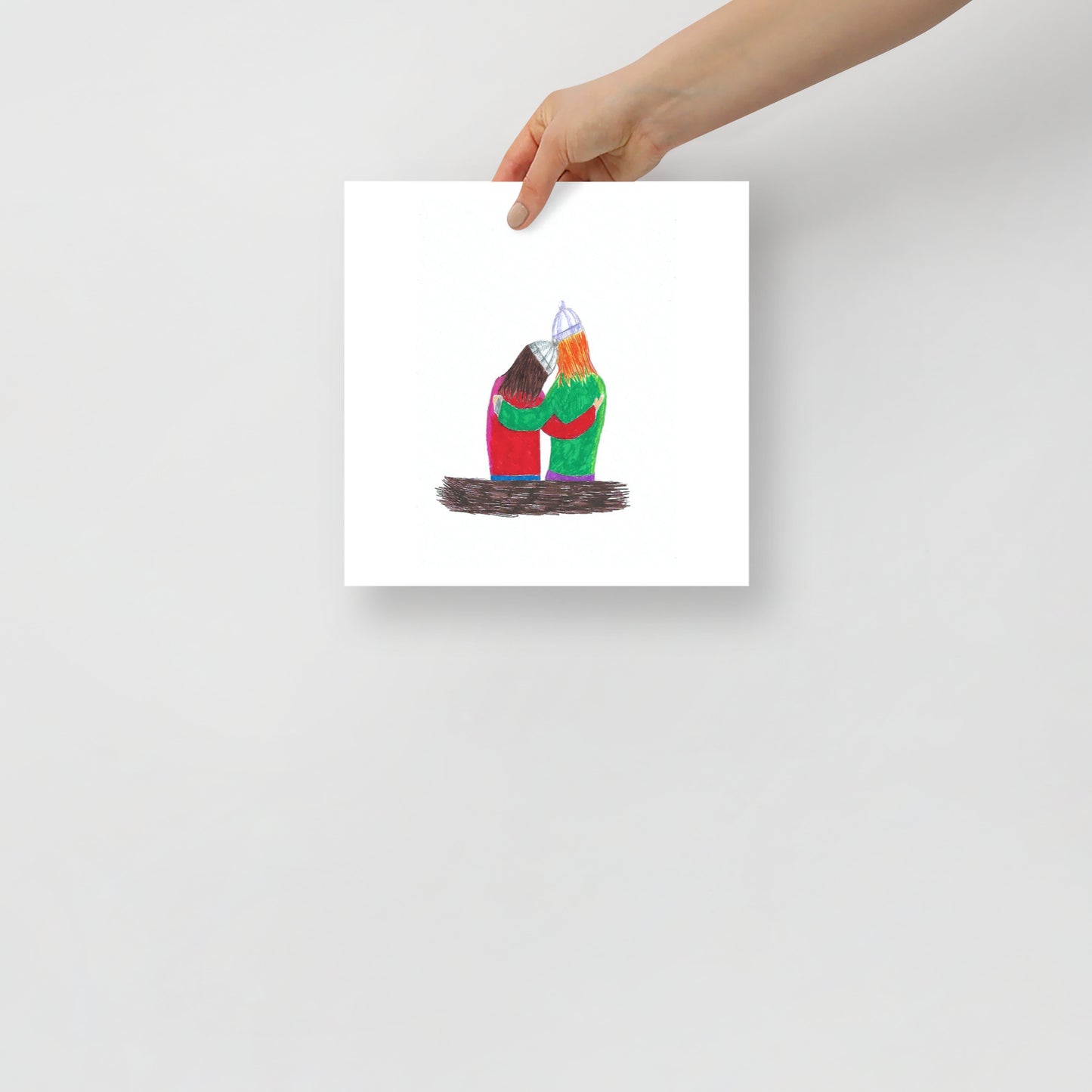 This image shows an art print of a square artwork featuring